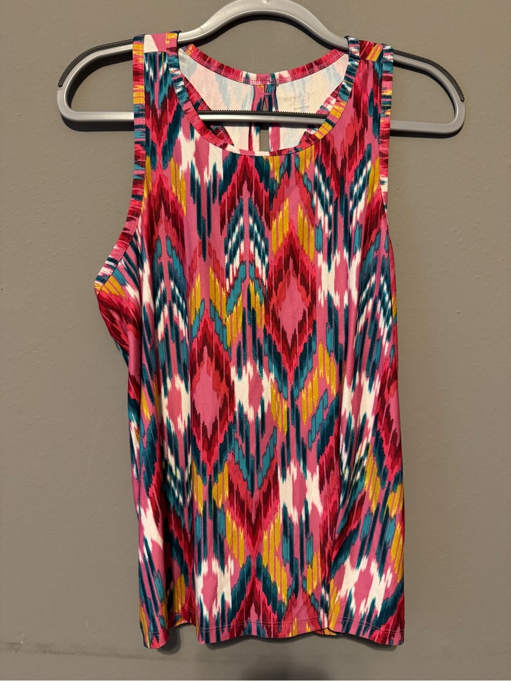 Old Navy Pink Teal Ikat Print Tank Top